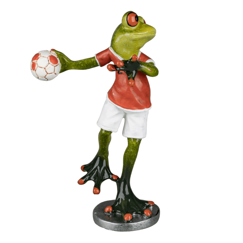 Bild von Dekofigur Frosch Handballer mit orangenem Trikot