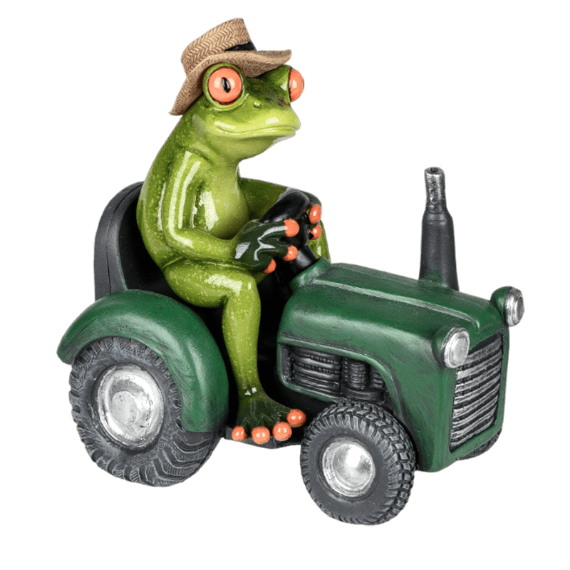 Bild von Dekofigur Frosch auf grünem Traktor