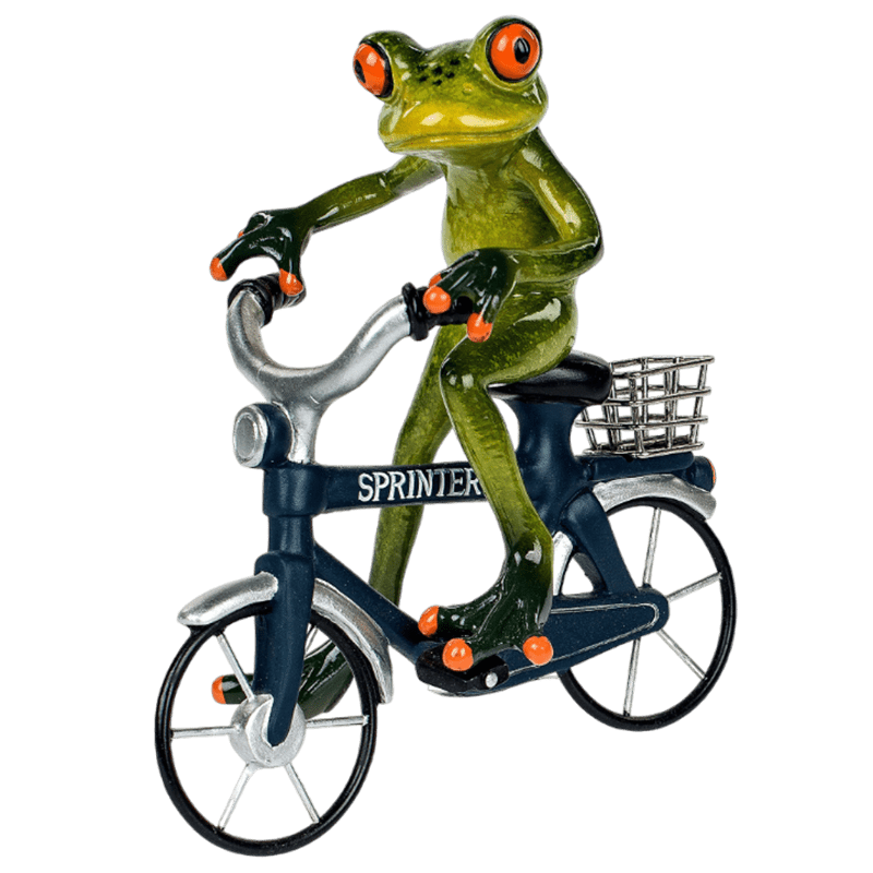 Bild von Dekofigur Frosch Mann auf Fahrrad