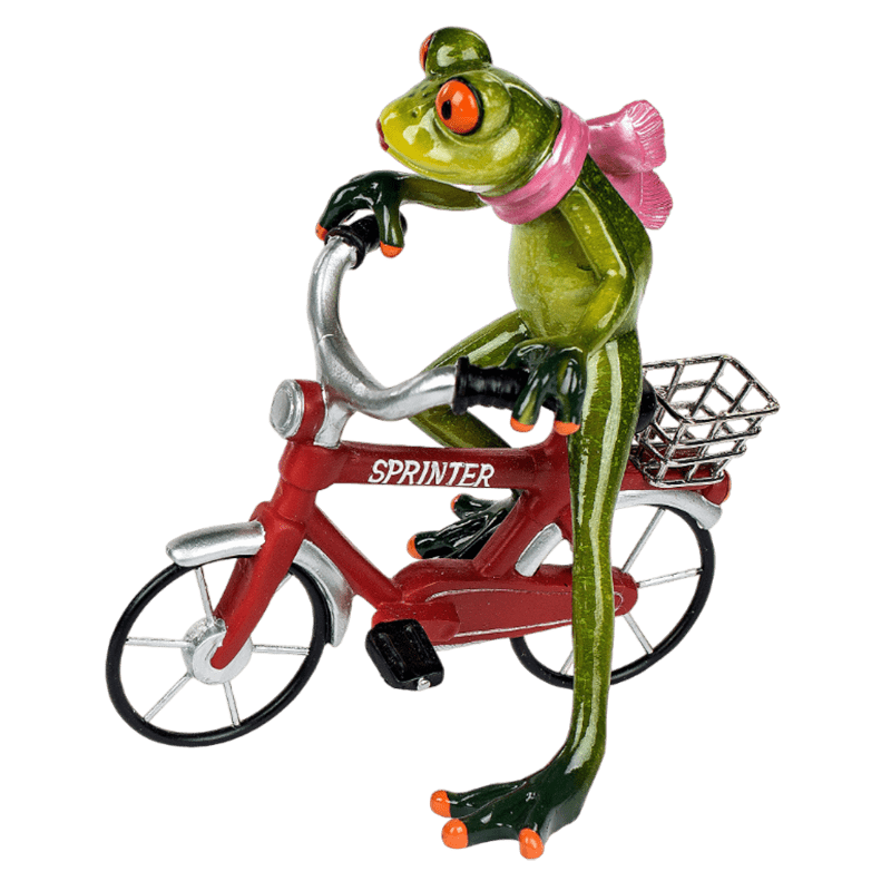 Bild von Dekofigur Frosch Frau auf Fahrrad