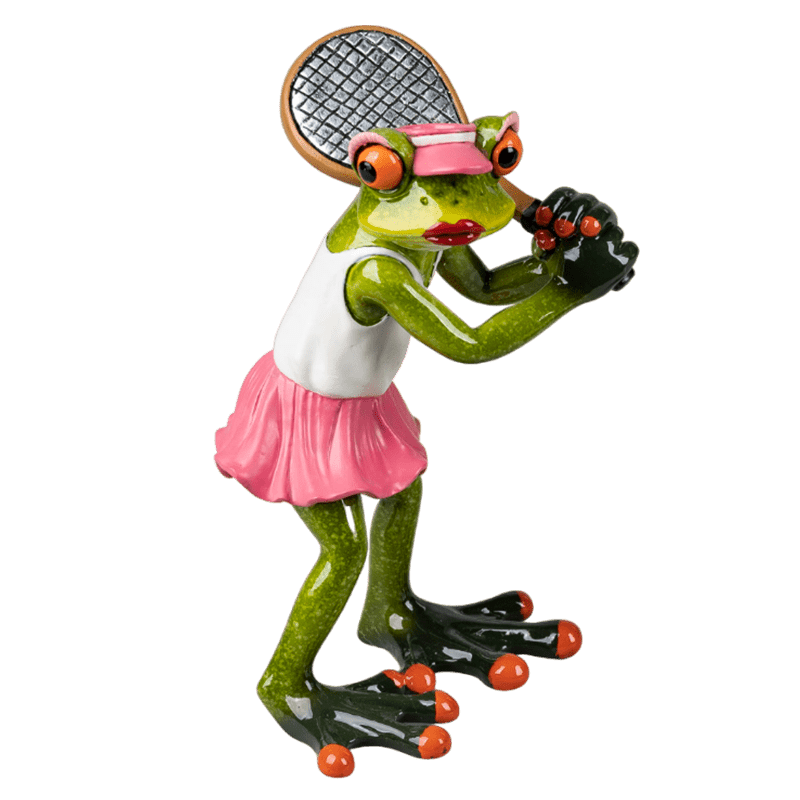 Bild von Dekofigur Frosch Tennisspielerin