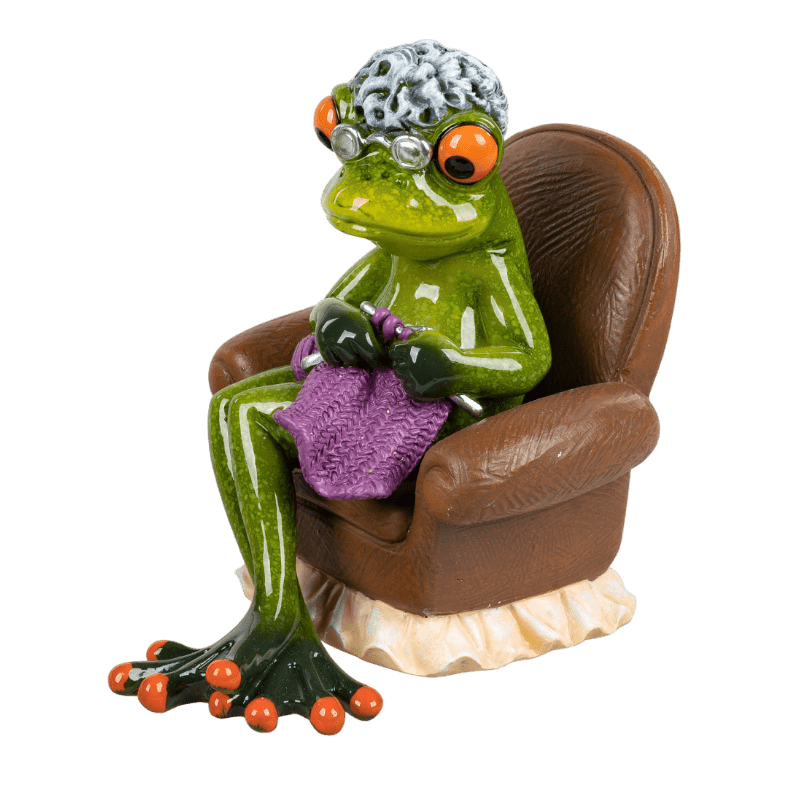 Bild von Dekofigur Frosch Oma im Sessel