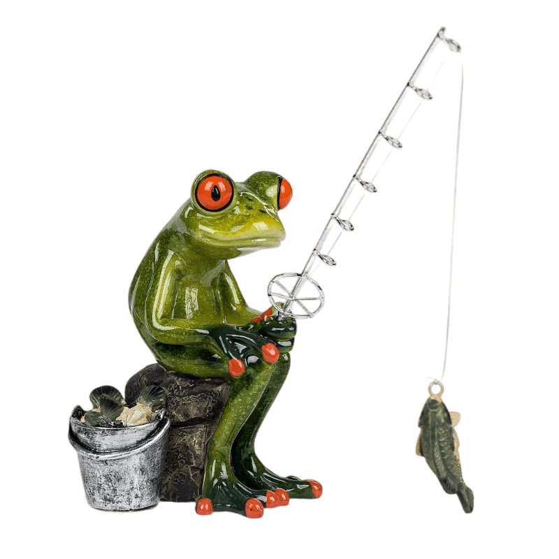 Bild von Dekofigur Frosch Angler sitzend