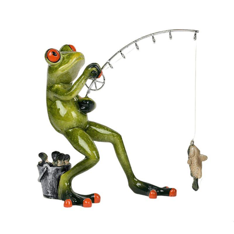 Bild von Dekofigur Frosch Angler stehend
