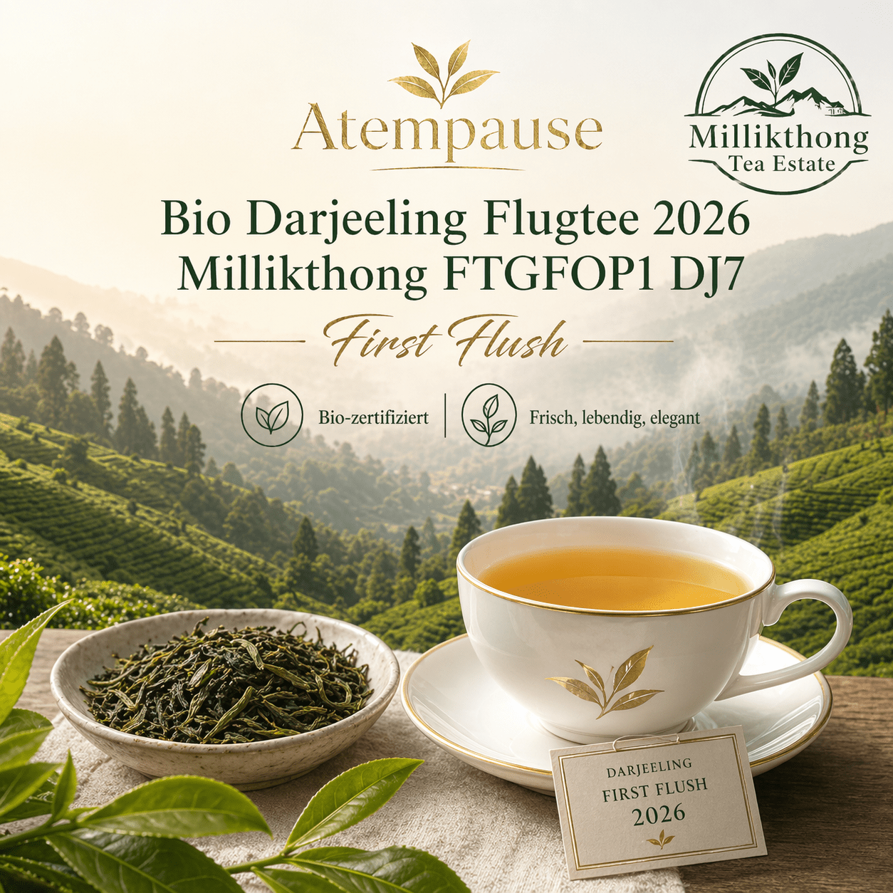 Bio Darjeeling Flugtee 2026 Millikthong FTGFOP1 DJ7 First Flush