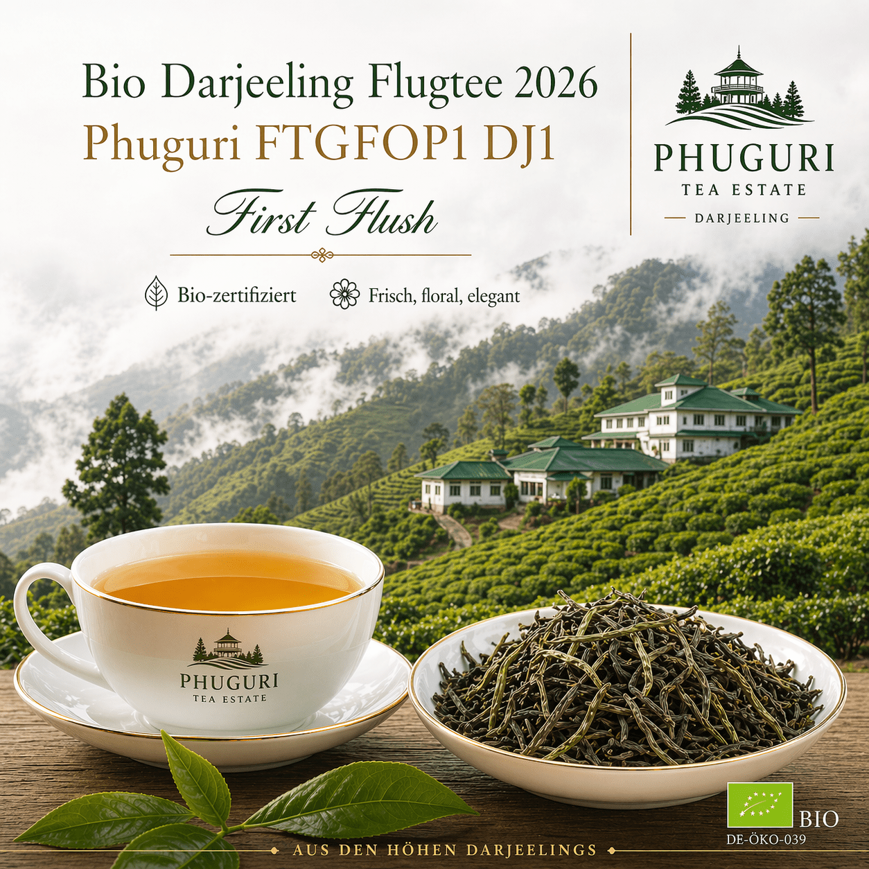 Bio Darjeeling Flugtee 2026 FTGFOP1 Phuguri DJ1 First Flush