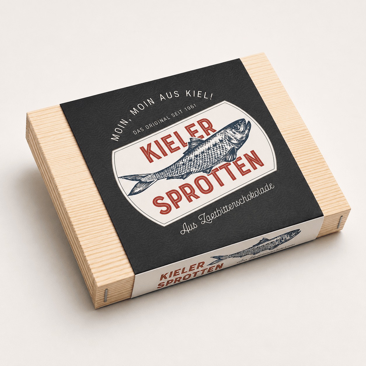 Kielersprotten Zartbitter, Schoko-Sprotten aus Zartbitterschokolade, 60 % Kakao